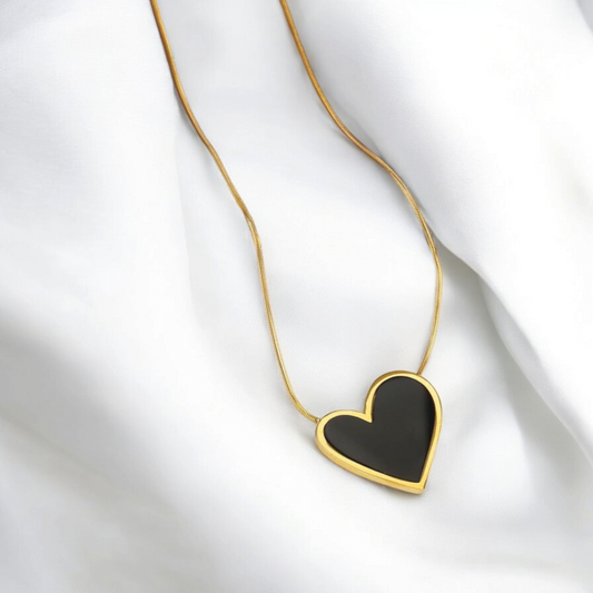 Heart Black Necklace - Stainless Steel - Anti Tarnishing